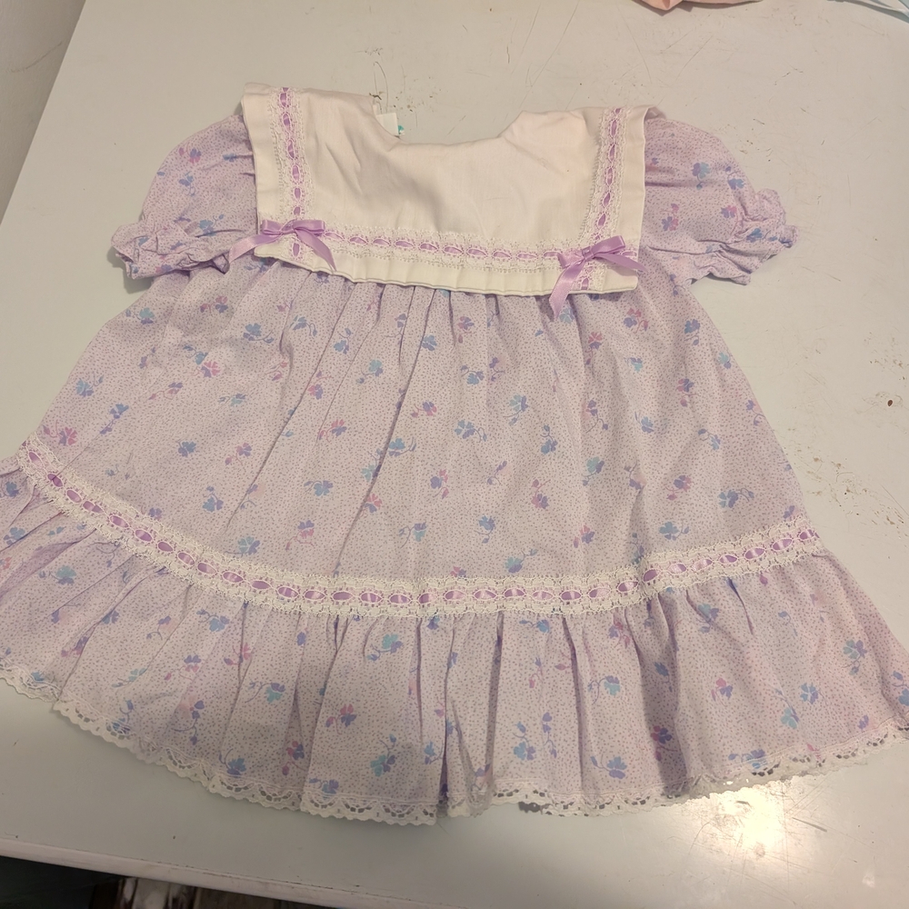 Vintage Floral Baby Dress with Lace Trim